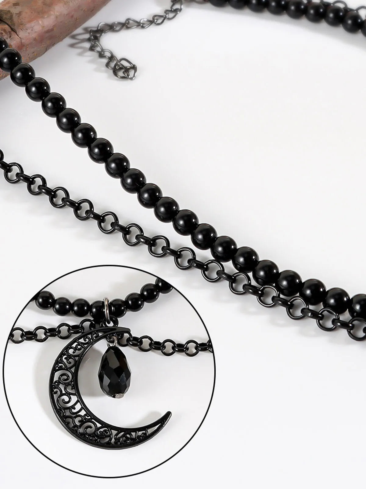 Halloween 1pc Black Moon Crystal Gothic Witch Choker Necklace