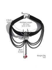 Halloween 1PC Gothic Spider Classic Collar Ruby Pendant Jewelry Choker Necklace