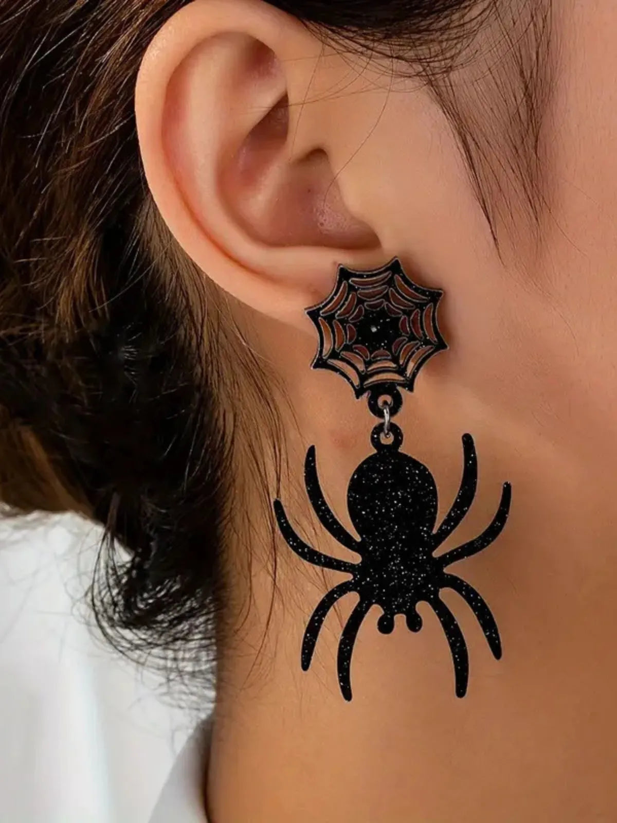 1 Pair Halloween Parties Vintage Elegance Acrylic Spider Dangle Earrings