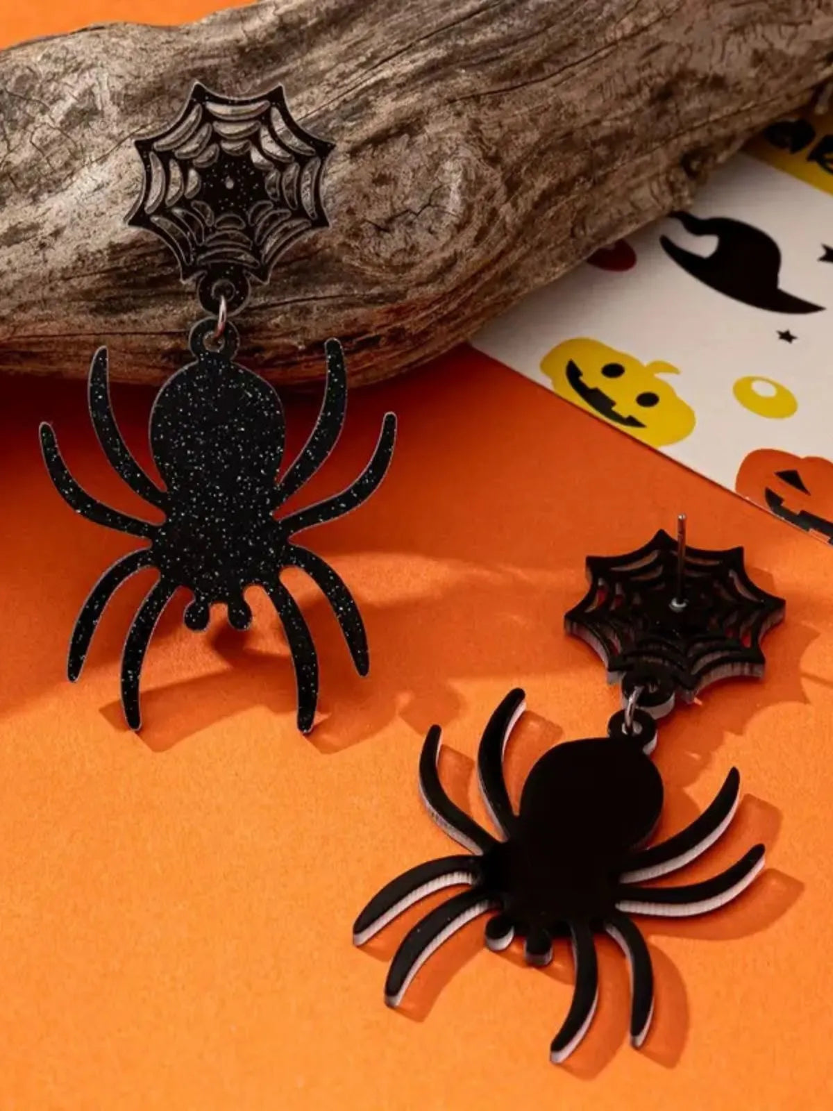 1 Pair Halloween Parties Vintage Elegance Acrylic Spider Dangle Earrings
