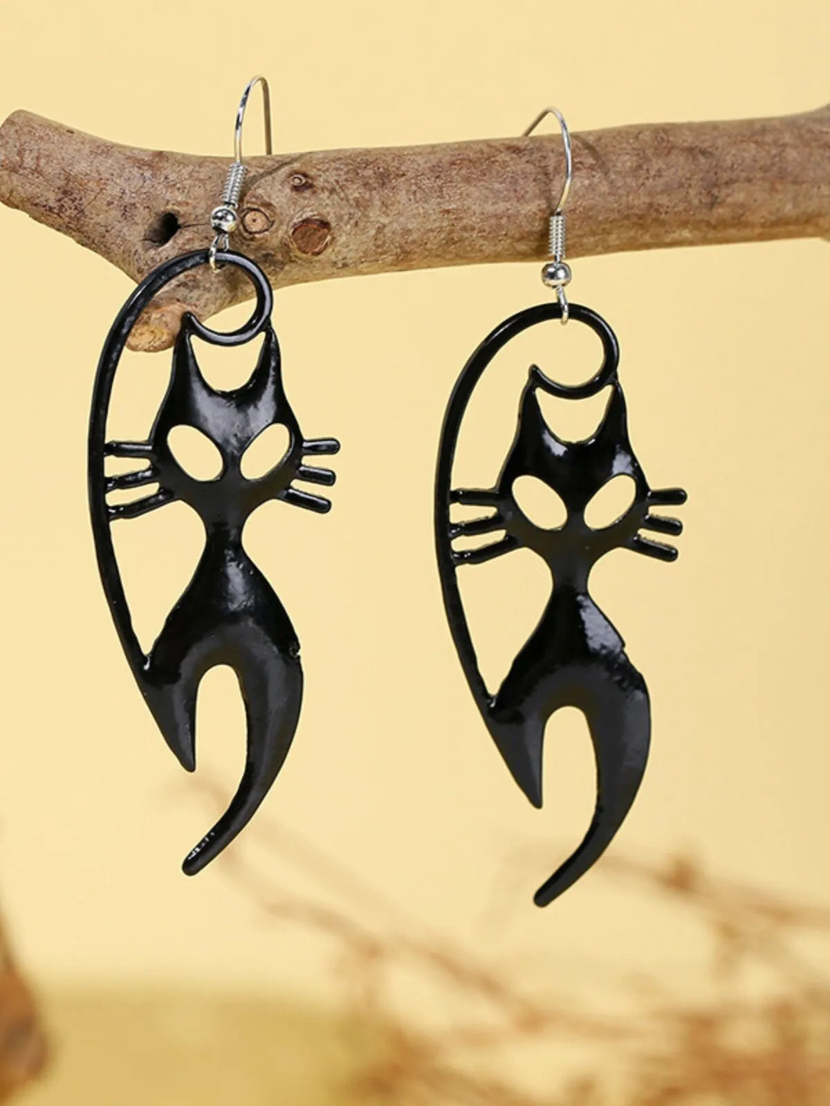 Halloween 1pc Art Black Cat Earring