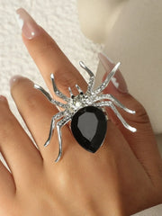 1 PC Adjustable Spider Shape Rhinestone Decor Rings