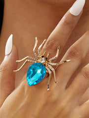 1 PC Adjustable Spider Shape Rhinestone Decor Rings