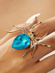 1 PC Adjustable Spider Shape Rhinestone Decor Rings