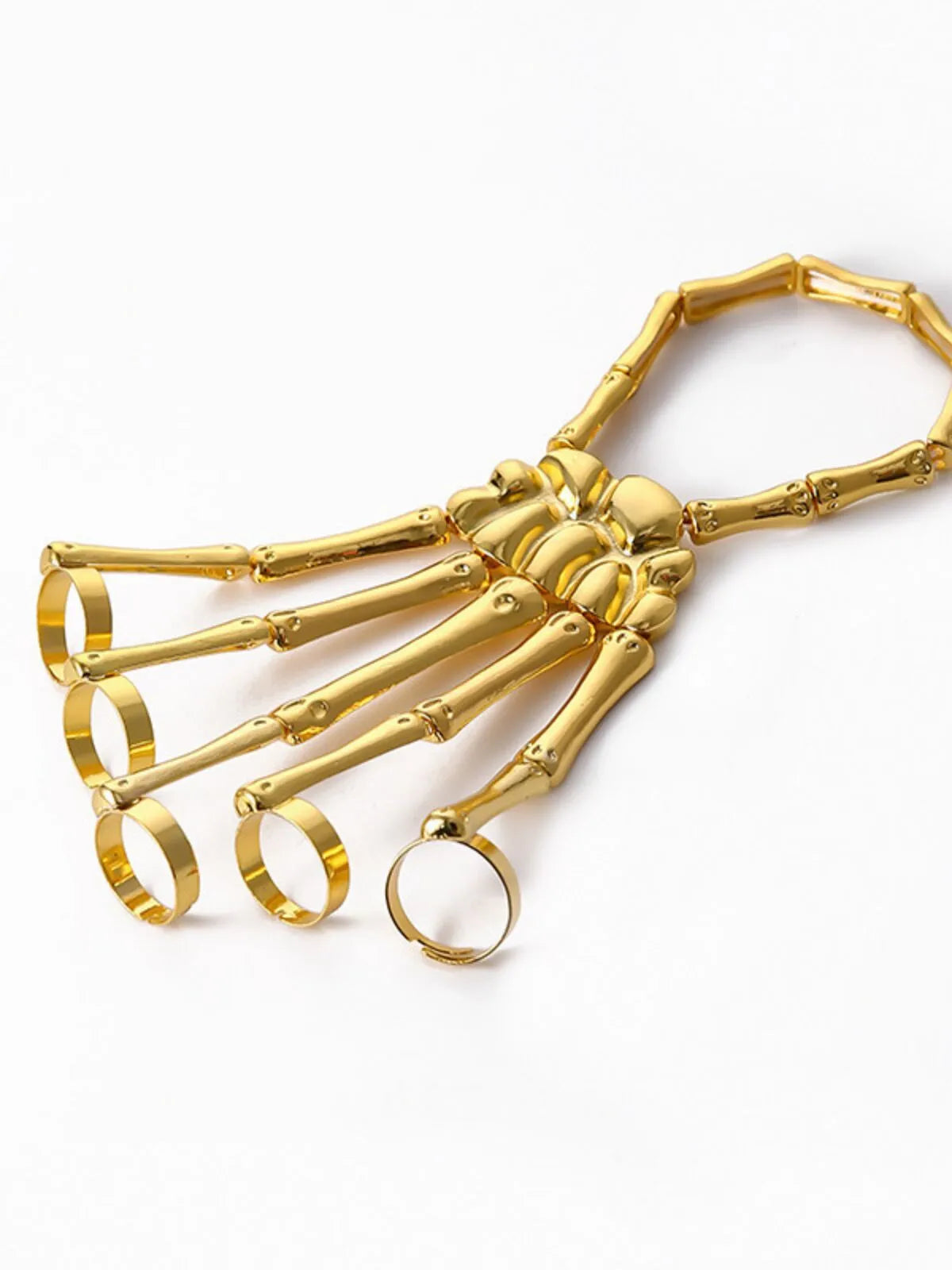 1PC Gothic Punk Skeleton Hand Glove Adjustable Metal Finger Claw Skeleton Full for Halloween Cosplay and Party