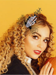 Halloween 1pc Skull Dry Branch Side Clip Decoration Mesh Claw Party Costume Hair Clip