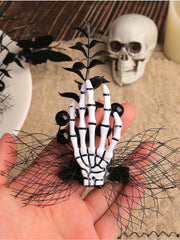 Halloween 1pc Skull Dry Branch Side Clip Decoration Mesh Claw Party Costume Hair Clip