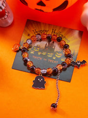 2PCS/Set Halloween Skull Pumpkin Ghost Charm Handmade Beaded Matching Couple Bangles Gothic Jewelry Gift Bracelets
