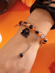 2PCS/Set Halloween Skull Pumpkin Ghost Charm Handmade Beaded Matching Couple Bangles Gothic Jewelry Gift Bracelets