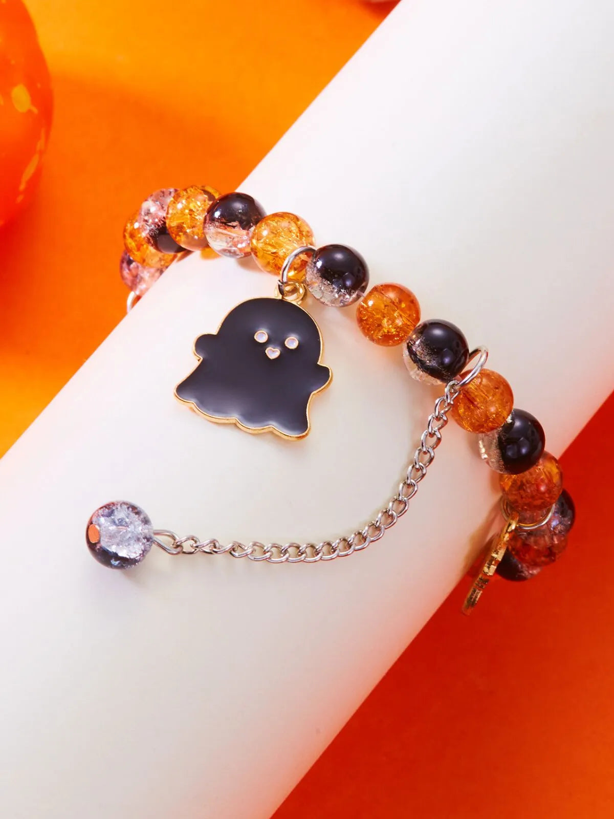 2PCS/Set Halloween Skull Pumpkin Ghost Charm Handmade Beaded Matching Couple Bangles Gothic Jewelry Gift Bracelets
