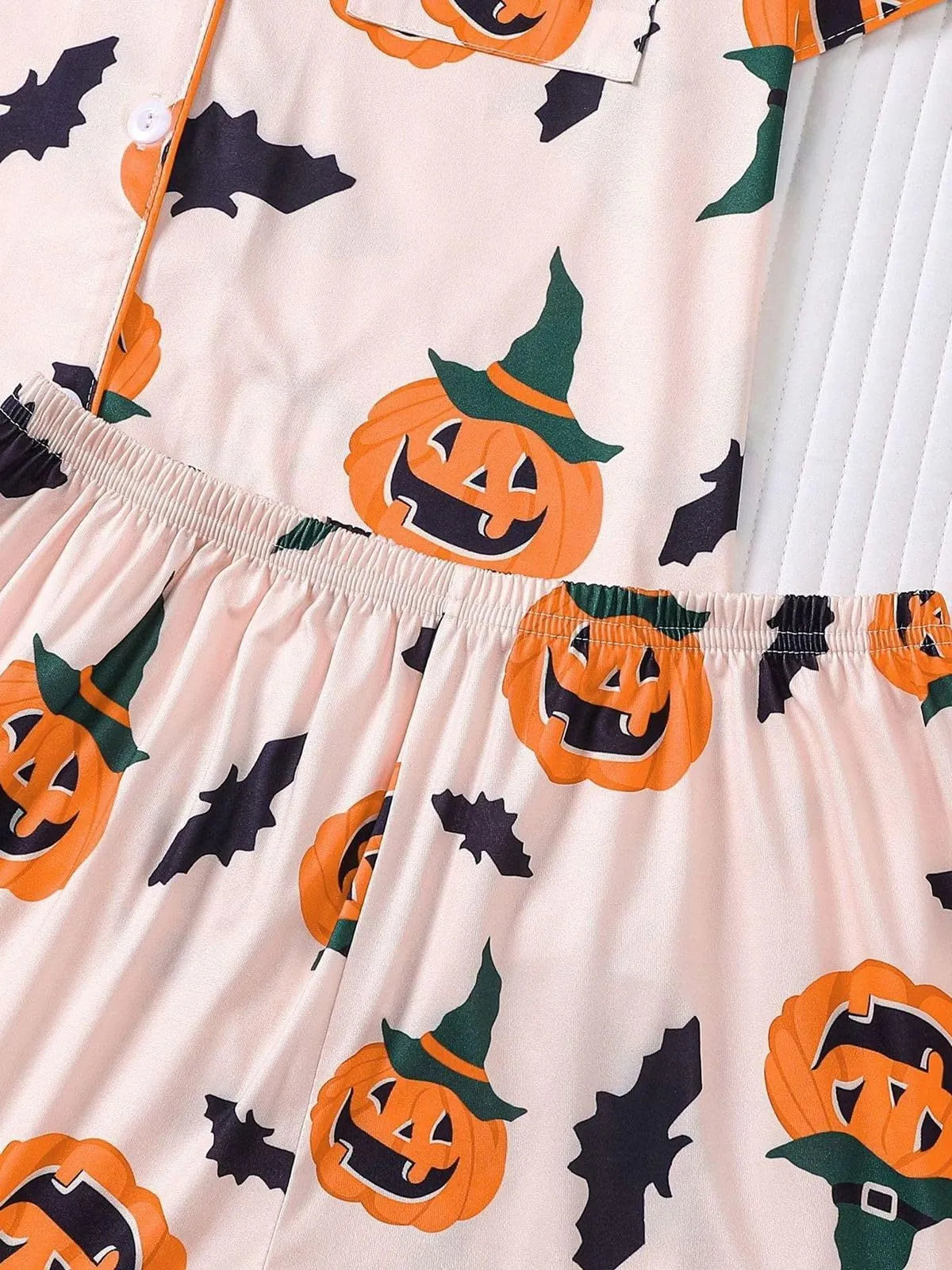 Halloween Women's Sleepwear Set, Soft Button Front Shirt & Elastic Shorts