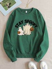 Halloween Ghost Print Pullover Round Neck Sweatshirt