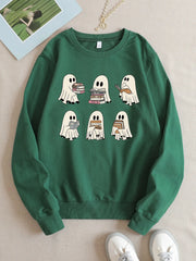 Halloween Cute Ghost Round Neck Sweatshirt