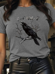 Halloween Witchy Raven F-CAW-F Dark Humor Text Round Neck T-shirt