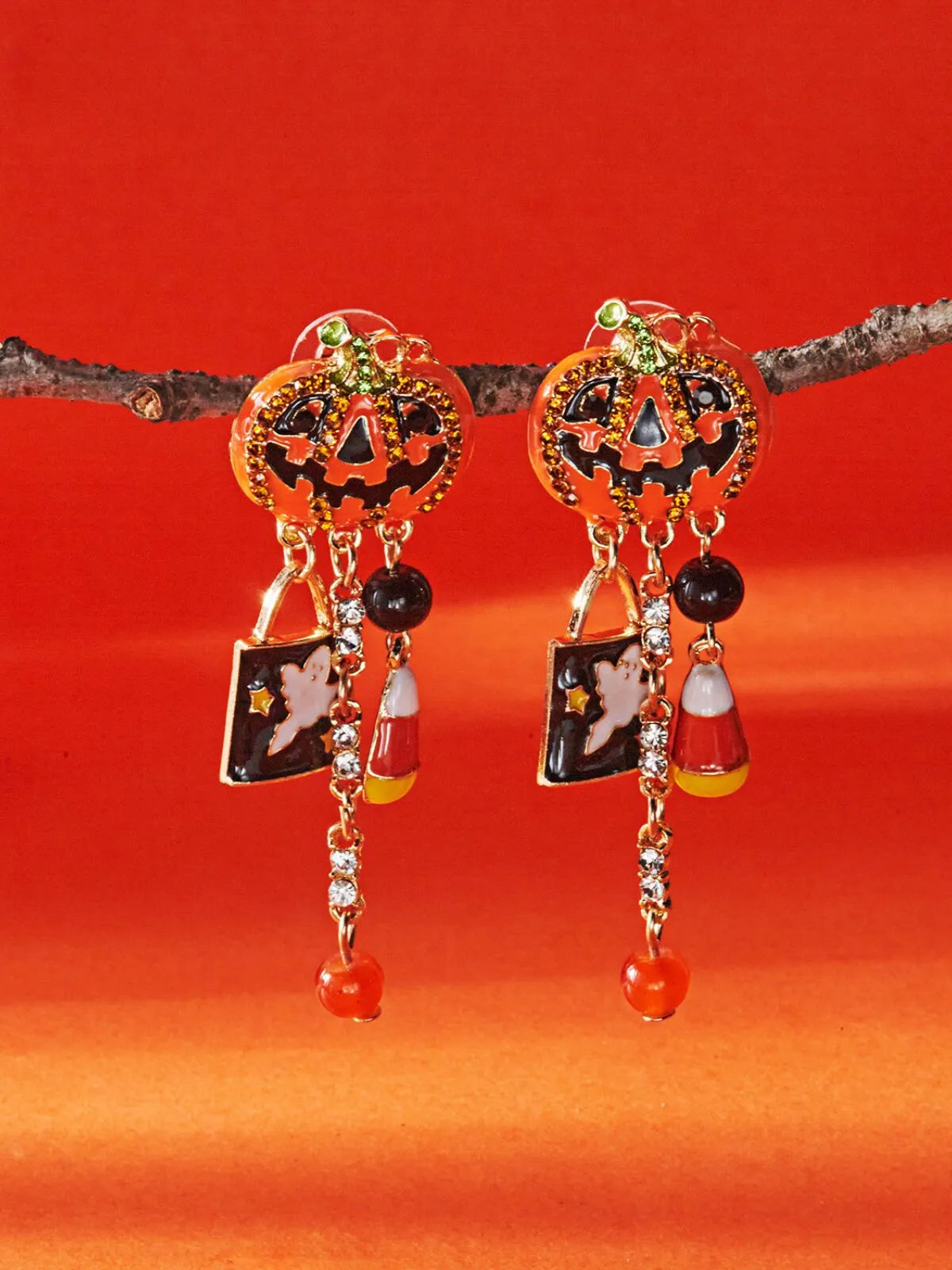Halloween Smiley Pumpkin Earrings Halloween Theme Dangle Drop Party Jewelry Earrings