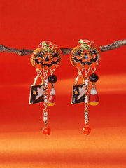 Halloween Smiley Pumpkin Earrings Halloween Theme Dangle Drop Party Jewelry Earrings