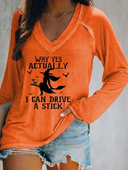 Halloween Why Yes Actually I Can Drive a Stick V-neck Drop Shoulder T-shirt