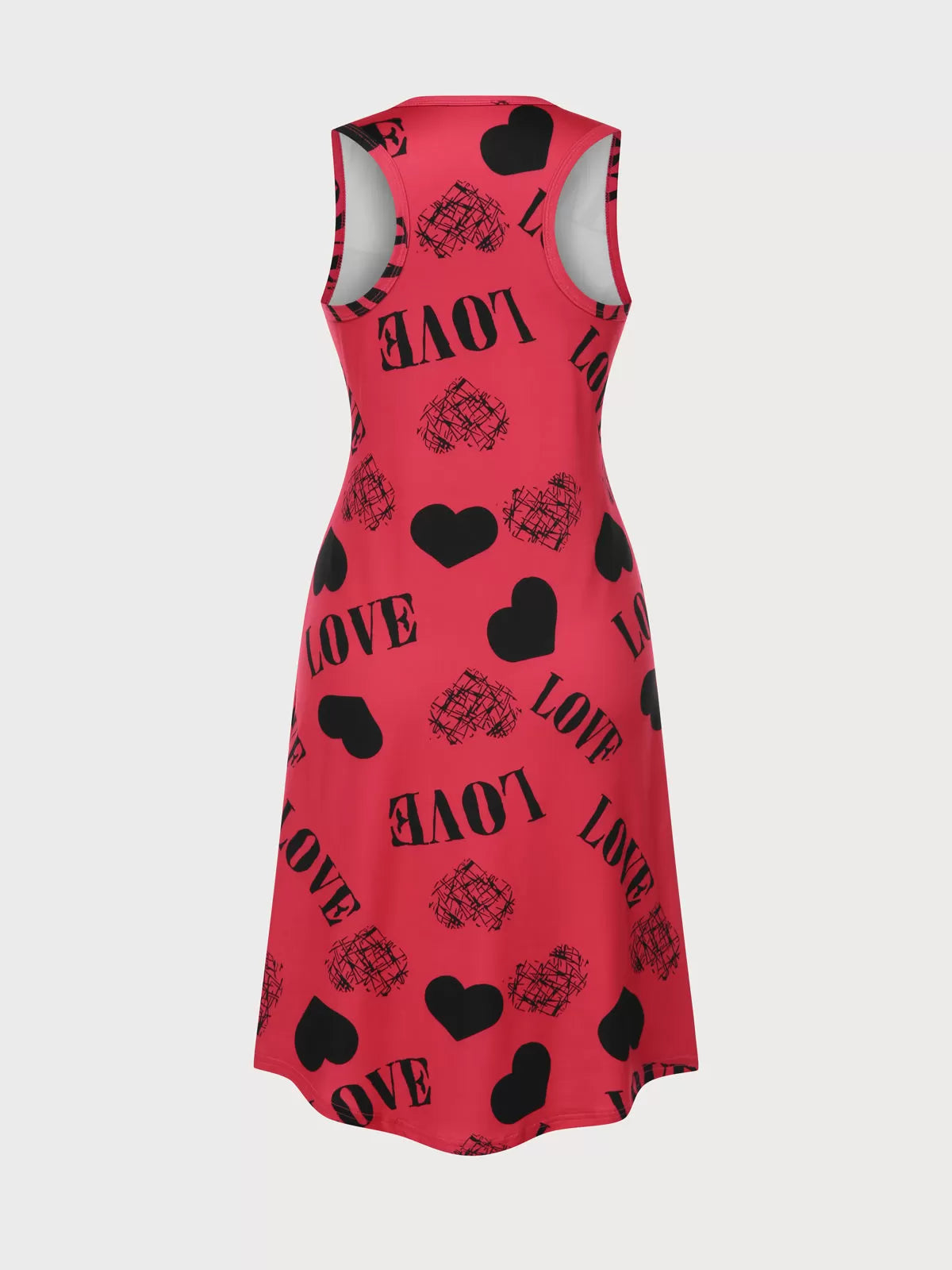 Heart LOVE Print Round Neck Sleeveless Short Nightgown