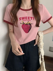Heart Round Neck Regular Sleeve Short Sleeve Regular T-shirt