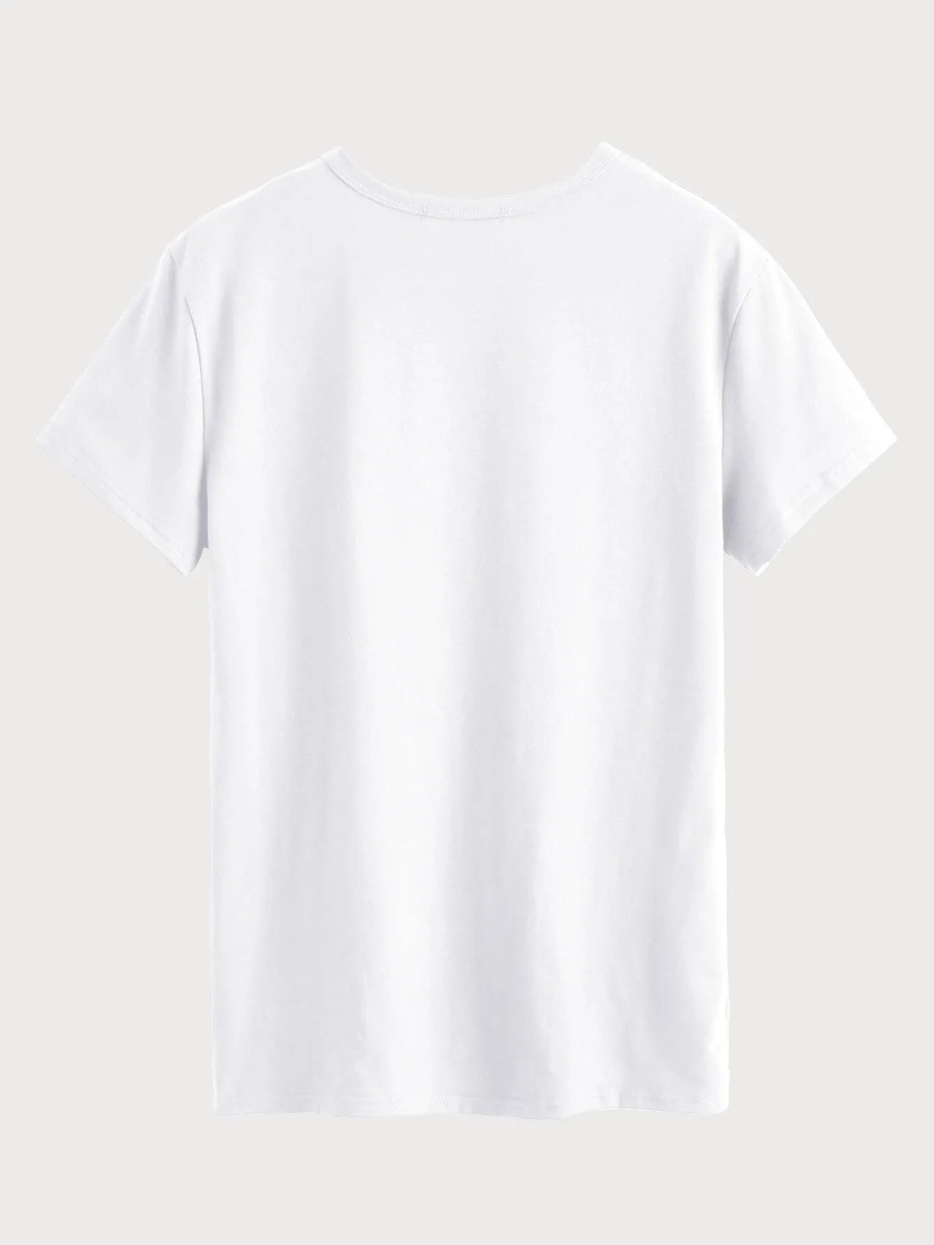 Heart-Shaped Denim Patch Round Neck T-shirt