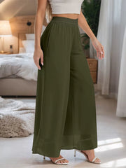 Chiffon Dressy Beach Elastic Waist Palazzo Pants