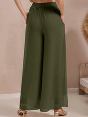 Chiffon Dressy Beach Elastic Waist Palazzo Pants