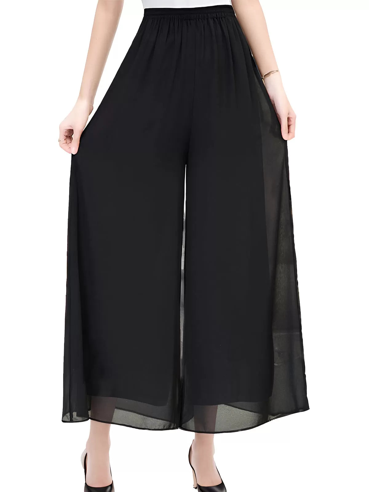 Chiffon Dressy Beach Elastic Waist Palazzo Pants