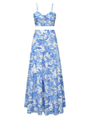 Holiday Tropical Backless Crop Cami & Tropical A-line Skirt