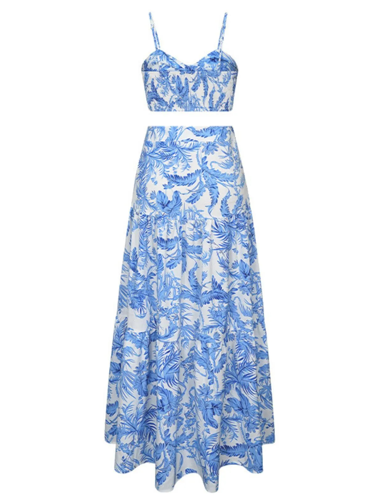Holiday Tropical Backless Crop Cami & Tropical A-line Skirt