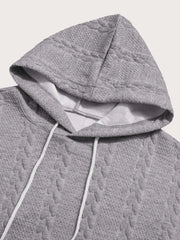 Men Solid Casual Relaxed Fit Knitted Pullover Sweater Hoodie