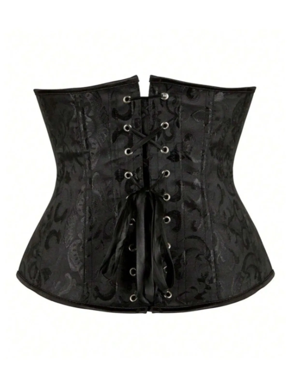 Jacquard Print Lace-up Strapless Corset Bandeau