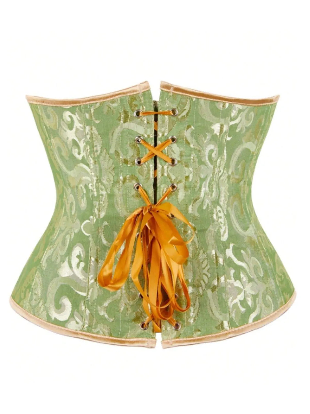 Jacquard Print Lace-up Strapless Corset Bandeau