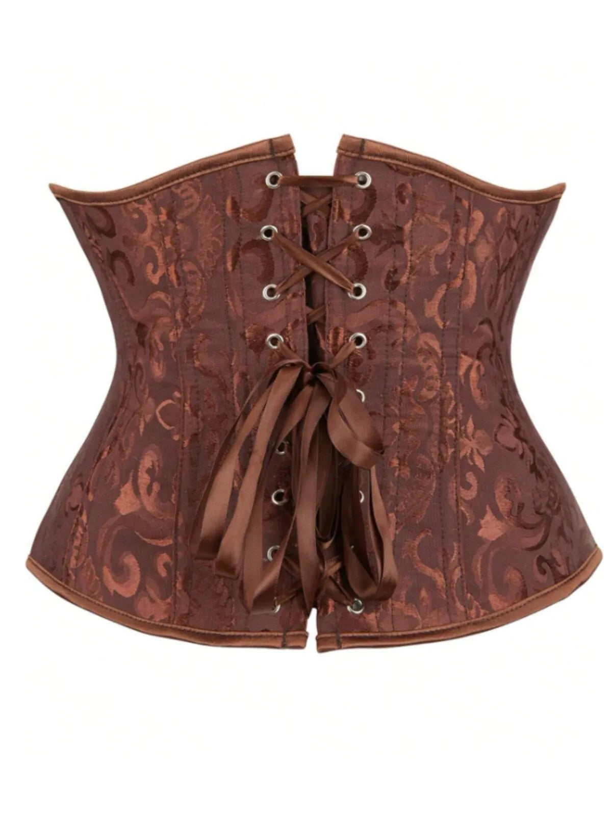 Jacquard Print Lace-up Strapless Corset Bandeau