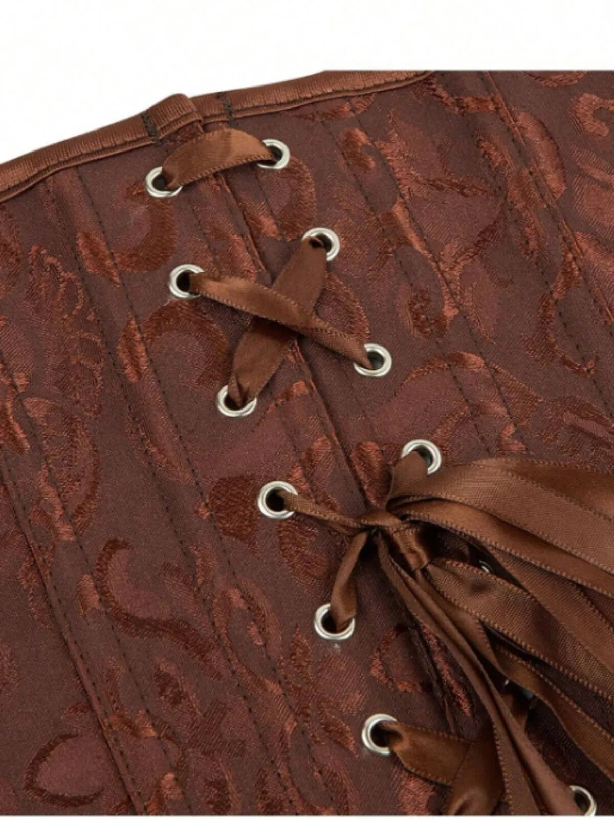 Jacquard Print Lace-up Strapless Corset Bandeau