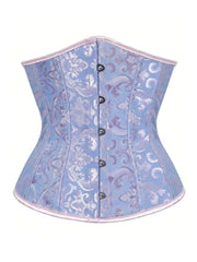 Jacquard Print Lace-up Strapless Corset Bandeau