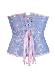 Jacquard Print Lace-up Strapless Corset Bandeau