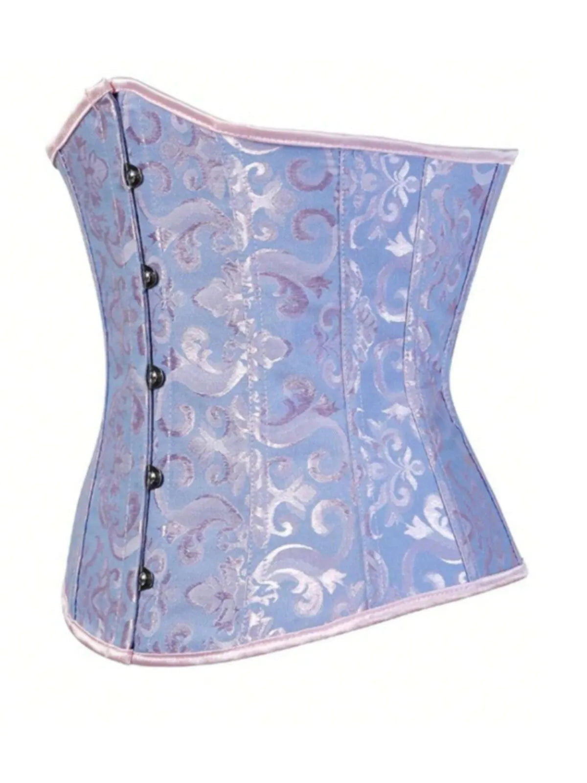 Jacquard Print Lace-up Strapless Corset Bandeau