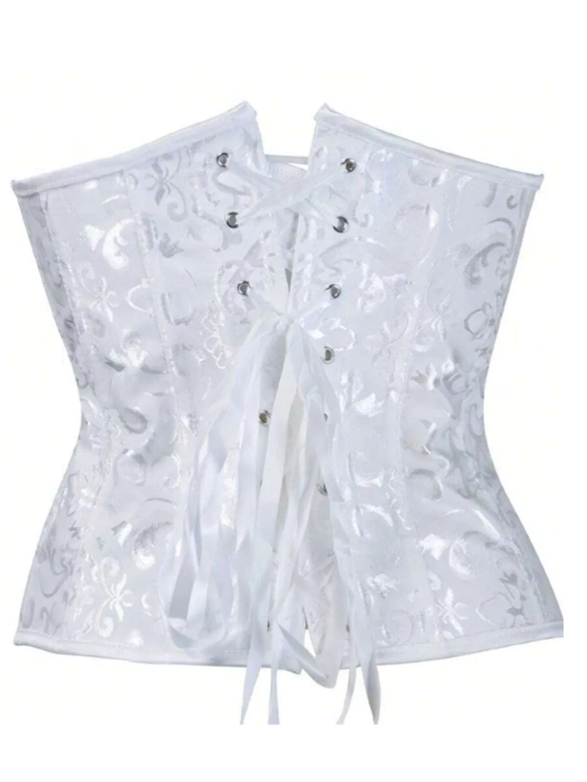 Jacquard Print Lace-up Strapless Corset Bandeau