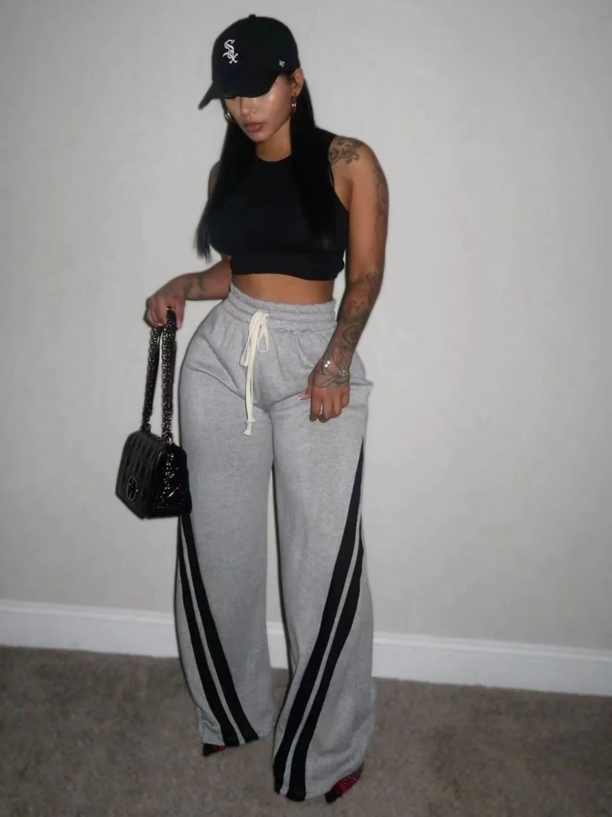 Joggers with Pockets Patchwork Bind Sweat Pants