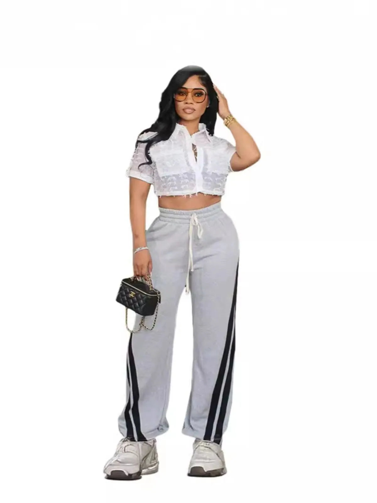 Joggers with Pockets Patchwork Bind Sweat Pants