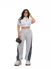 Joggers with Pockets Patchwork Bind Sweat Pants