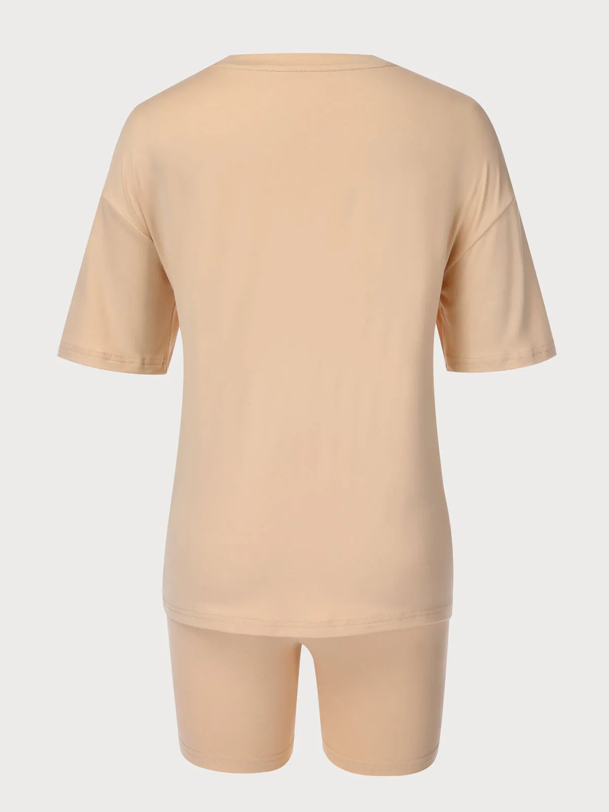 Letter Round Neck T-shirt & Solid Shorts