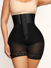 Contrast Lace Adjustable Tummy Control Butt Lifting High Waist Shapewear Shorts