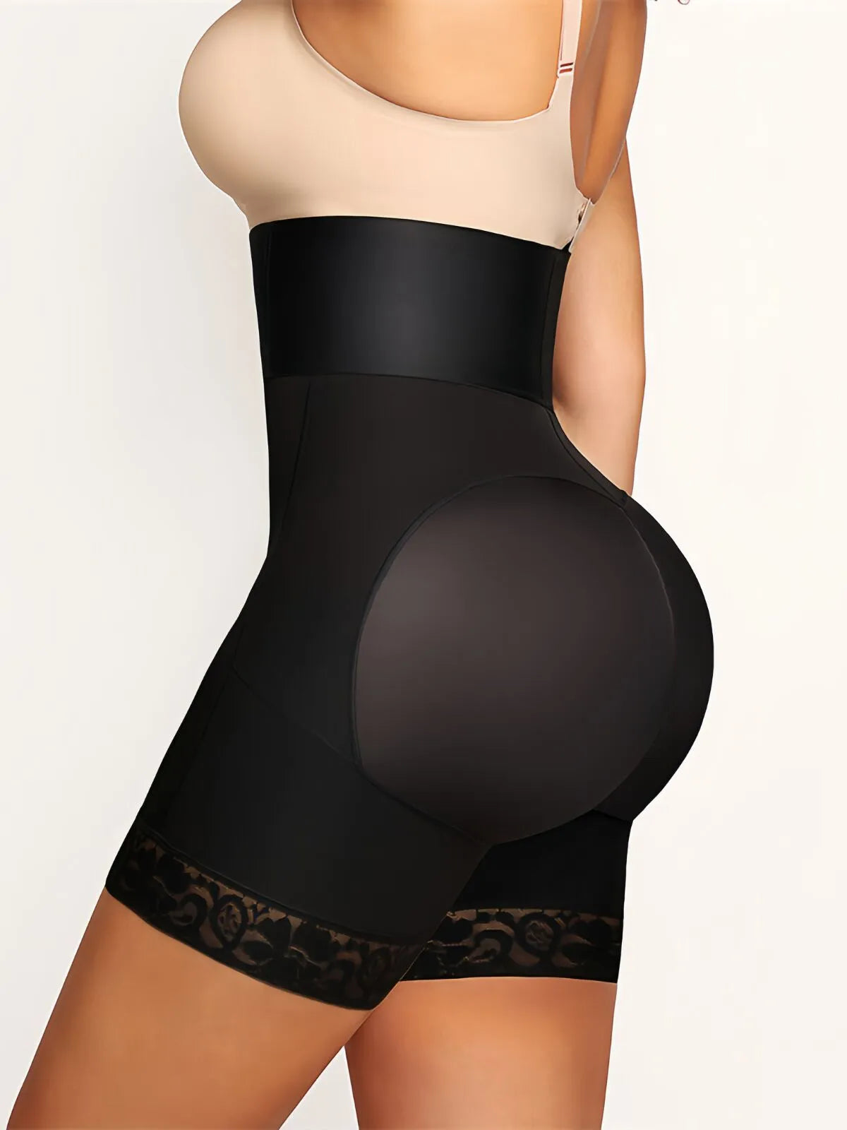 Contrast Lace Adjustable Tummy Control Butt Lifting High Waist Shapewear Shorts