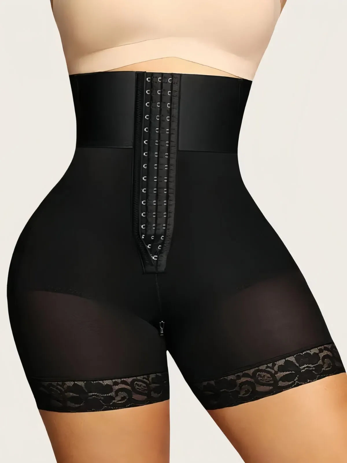 Contrast Lace Adjustable Tummy Control Butt Lifting High Waist Shapewear Shorts