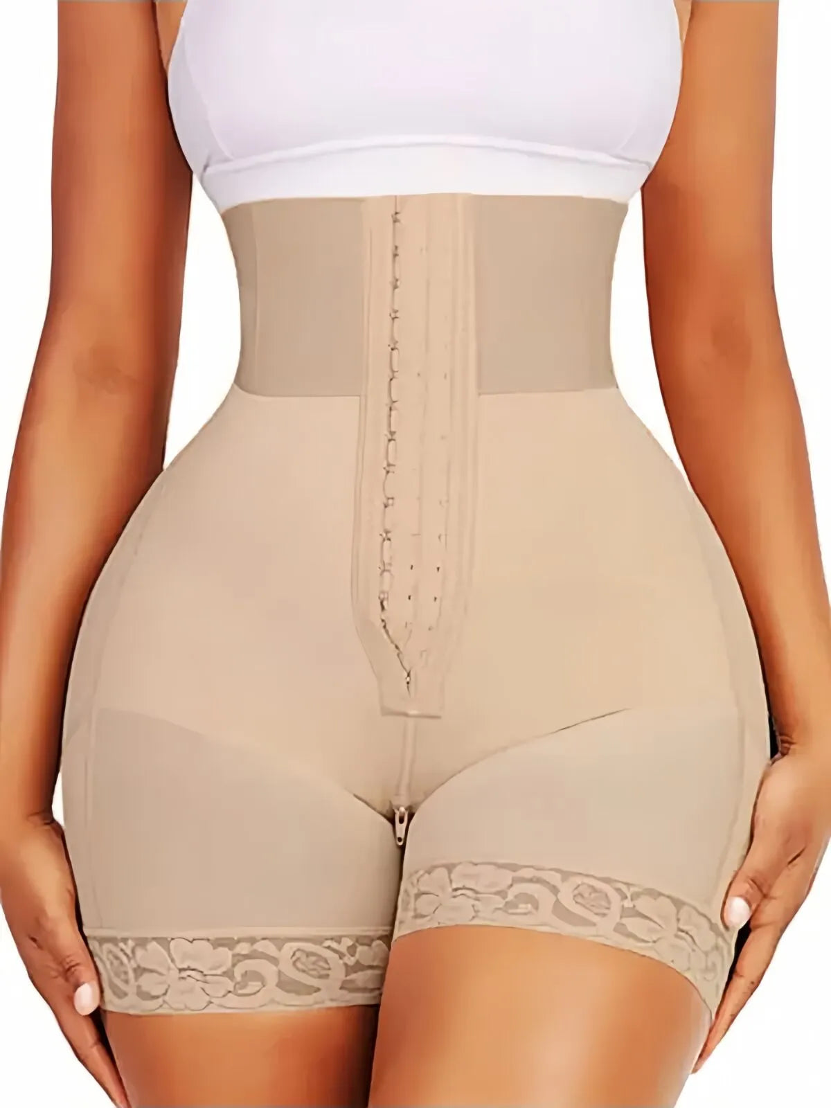 Contrast Lace Adjustable Tummy Control Butt Lifting High Waist Shapewear Shorts