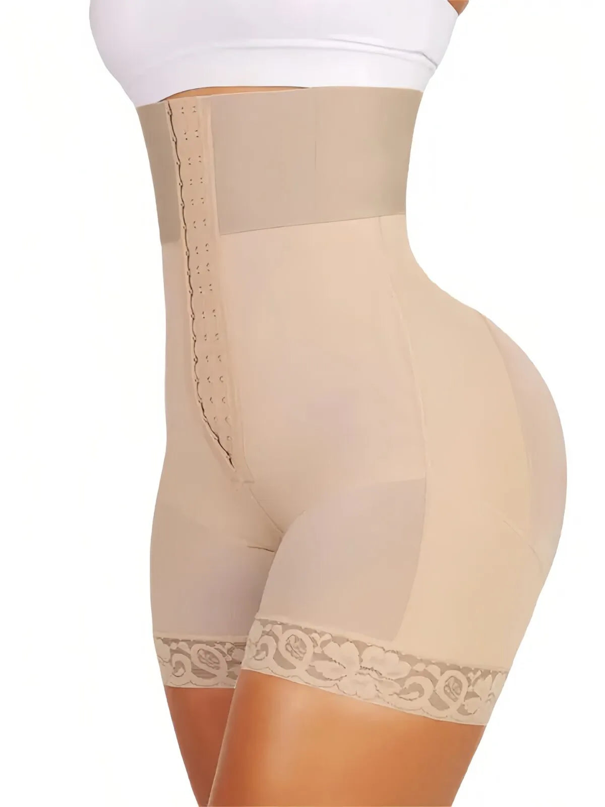 Contrast Lace Adjustable Tummy Control Butt Lifting High Waist Shapewear Shorts