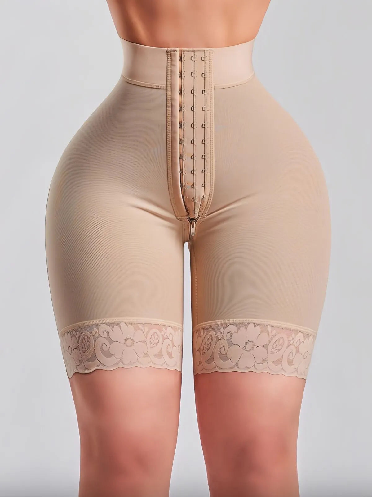Contrast Lace Adjustable Tummy Control Butt Lifting High Waist Shapewear Shorts