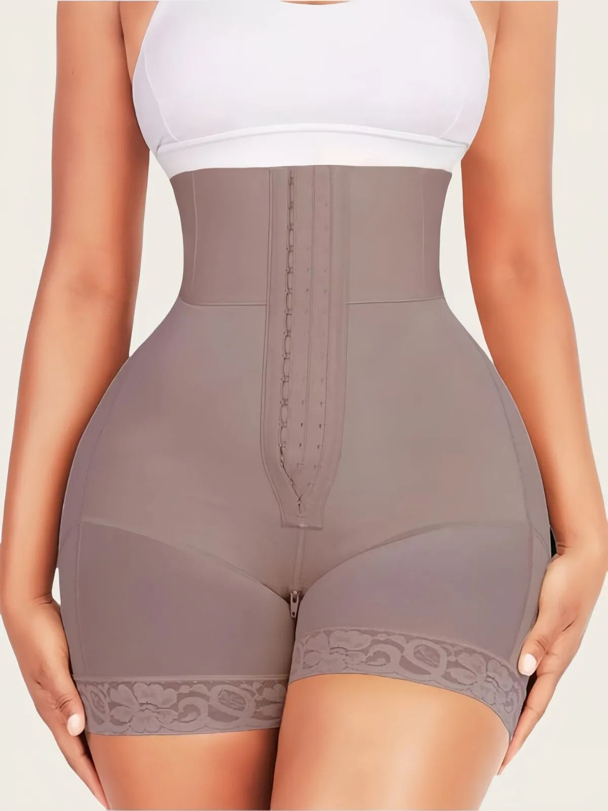 Contrast Lace Adjustable Tummy Control Butt Lifting High Waist Shapewear Shorts
