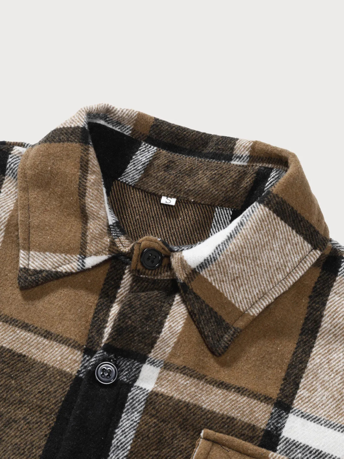 Men Classic Autumn Winter Gingham Plaid Lapel Woolen Cloth Jacket Coat